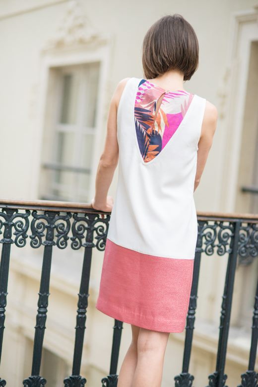 Robe fleurie couleur corail blanc - Collection Printemps Ete Eden Wilde - Made in France à Nantes